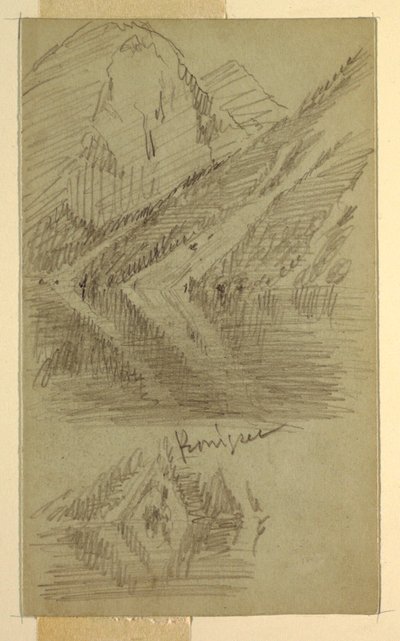 Teckning, Königssee, Berchtesgaden, Bayern, juni eller juli 1868 av Frederic Edwin Church