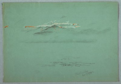 Teckning, Lake Millinoket och Mount Katahdin, 1878 av Frederic Edwin Church