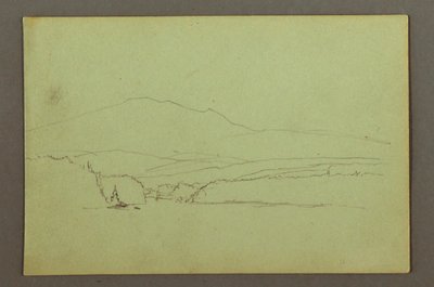 Teckning, Lake, hillrange, möjligen 1856 av Frederic Edwin Church