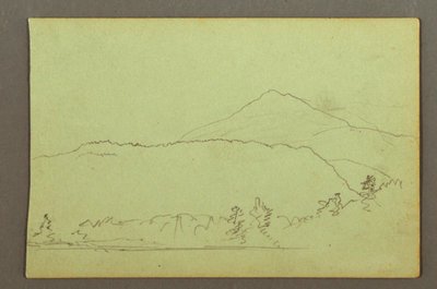 Teckning, Lake, hillrange, möjligen 1856 av Frederic Edwin Church