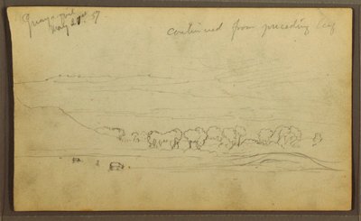 Teckning, Landskap, Guayaquil, Ecuador, 21 maj 1857 av Frederic Edwin Church