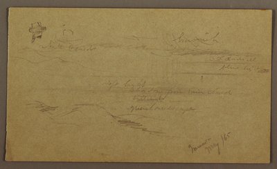 Teckning, Landskap, maj 1865 av Frederic Edwin Church