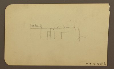 Teckning, Landskap; Verso: Kyrka, april 1885 av Frederic Edwin Church