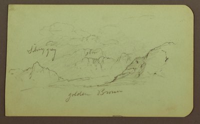Teckning, Landskap; Verso: Figurer, Kyrka, 1883 av Frederic Edwin Church