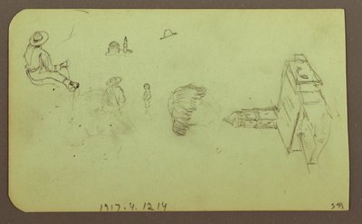 Teckning, Landskap; Verso: Figurer, Kyrka, 1883 av Frederic Edwin Church