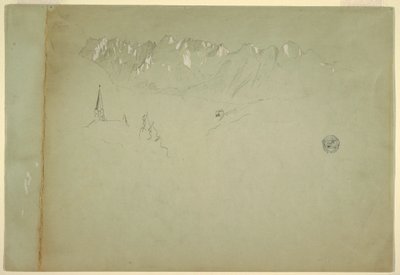Teckning, Landskap från de österrikiska alperna, 1868 av Frederic Edwin Church