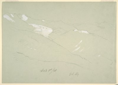 Teckning, Landskap i Bernese Apls, nära Bel Alp, Schweiz, september 1868 av Frederic Edwin Church