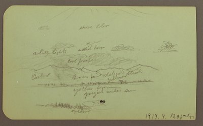 Teckning, Landskap med kyrka; A tergo: Landskap, 1883 av Frederic Edwin Church