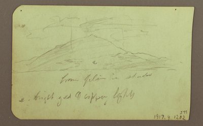 Teckning, Landskap med moln; A tergo: Berg, 1883 av Frederic Edwin Church