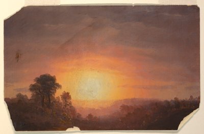 Teckning, Landskap med solnedgång, 1860-70 av Frederic Edwin Church