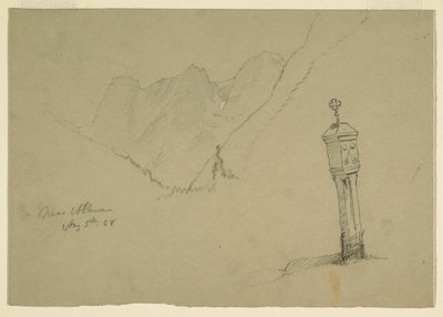 Teckning, Landskap mellan Golling och Abtenau, 5 augusti 1868 av Frederic Edwin Church