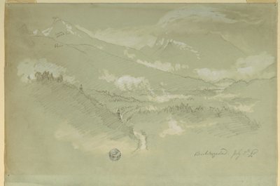 Teckning, Landskap, stadsdelen Berchtesgaden, 1868 av Frederic Edwin Church