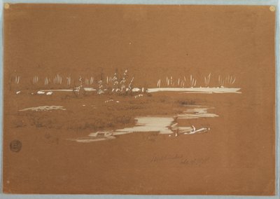 Teckning, Träskigt landskap nära Millinocket, 20 september 1878 av Frederic Edwin Church