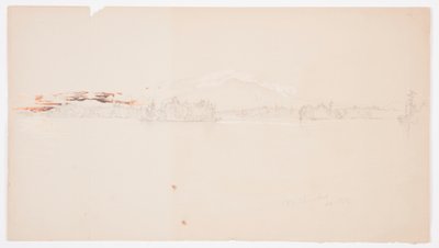 Teckning, Millinocket Lake, vy över Mt. Katahdin, september 1878 av Frederic Edwin Church