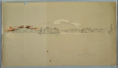 Teckning, Millinocket Lake, vy över Mt. Katahdin, september 1878 av Frederic Edwin Church