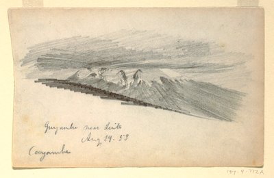 Teckning, Mount Cayambe, Ecuador, 29 augusti 1853 av Frederic Edwin Church