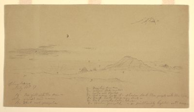 Teckning, berget Chimborazo vid solnedgången, 1857 av Frederic Edwin Church