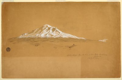Ritning, berget Chimborazo från Senior Pablo Bustamantes hus, Riobamba, Ecuador, 14 juli 1857 av Frederic Edwin Church