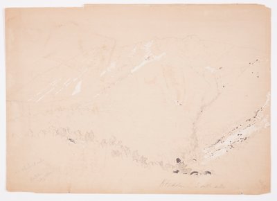 Teckning, Mount Katahdin, sett från söder, augusti 1852 av Frederic Edwin Church