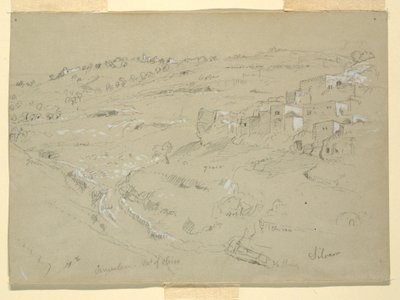 Teckning, Olivberget, Betania, Siloam och Jerusalem, Palestina [Betania och Silwan, Östra Jerusalem och Jerusalem, Israel], 7 och 10 februari 1868 av Frederic Edwin Church