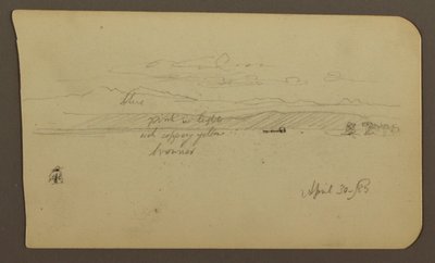 Teckning, Bergslandskap, Figur; Verso: Landskap, 30 april 1885 av Frederic Edwin Church
