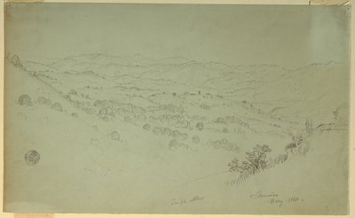 Teckning, Bergslandskap, Jamaica, 1865 av Frederic Edwin Church