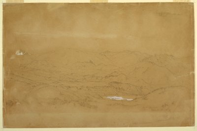 Teckning, Bergslandskap nära Guanojo och Guaranda, Ecuador, 10 juni 1857 av Frederic Edwin Church