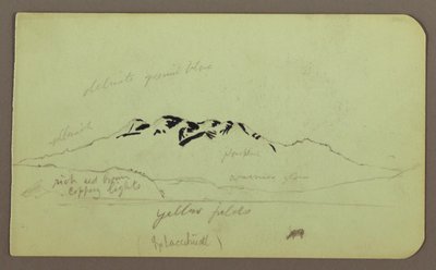Teckning, Bergslandskap, "The Itaccihuatl"; Verso: Bergstoppar, 1883 av Frederic Edwin Church