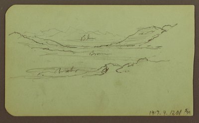 Teckning, Bergslandskap; Verso: Landskap, 1883 av Frederic Edwin Church
