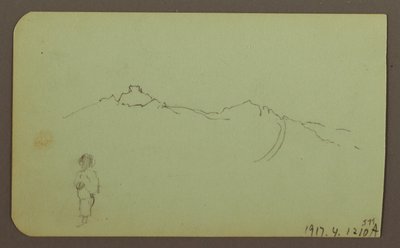 Teckning, Bergslandskap; Verso: Bergskedja, Figur, 1883 av Frederic Edwin Church