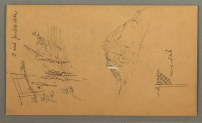Teckning, bergstopp, vegetation vid pool, 1868 av Frederic Edwin Church