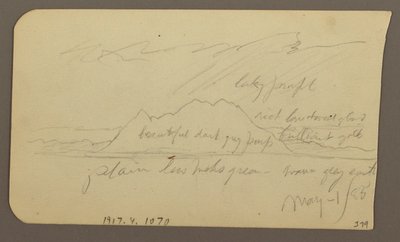 Teckning, bergstopp; Verso: Rugged Range, 1 maj 1885 av Frederic Edwin Church