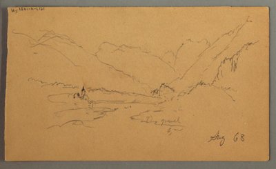 Teckning, bergstoppar, 1868 av Frederic Edwin Church
