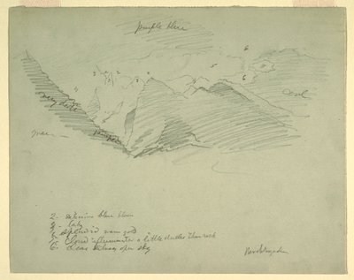 Teckning, Bergstoppar nära Berchtesgaden, Bayern, juni-juli 1868 av Frederic Edwin Church