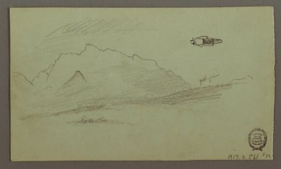 Teckning, bergstoppar, möjligen 1868 av Frederic Edwin Church