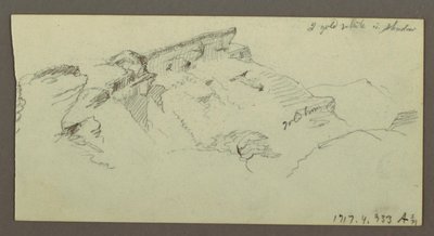 Teckning, bergstoppar, möjligen 1868 av Frederic Edwin Church