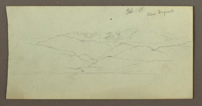 Teckning, bergskedja, februari 1868 av Frederic Edwin Church
