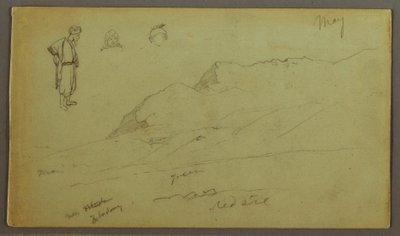 Teckning, Bergskedja, Figurstudier, maj möjligen 1868 av Frederic Edwin Church
