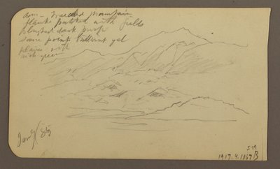 Teckning, bergskedja, Toluca; Verso: Bergskedja, Toluca, 7 januari 1885 av Frederic Edwin Church