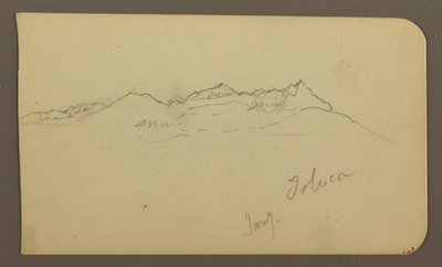 Teckning, bergskedja, Toluca; Verso: Torn, bergskedja, Toluca, 7 januari 1885 av Frederic Edwin Church