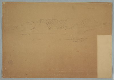 Teckning, Bergskedjor med karga toppar, nära Machachi, Ecuador, 19 juni 1857 av Frederic Edwin Church