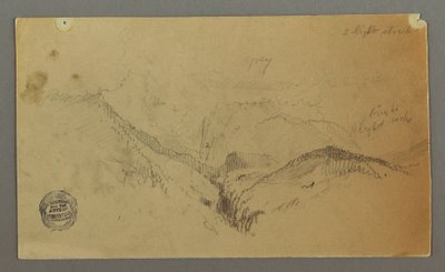 Teckning, Bergsstudie, möjligen 1868 av Frederic Edwin Church