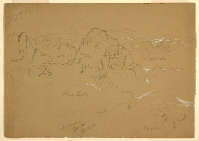 Teckning, Berg, Wady el-Arabah, 23 februari 1868 av Frederic Edwin Church