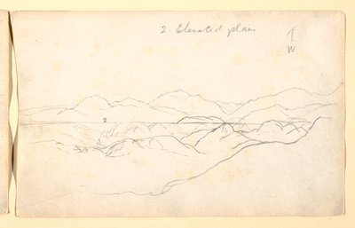 Teckning, Bergslandskap, Colombia, 1853 av Frederic Edwin Church