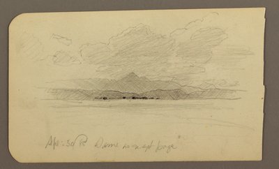 Teckning, Bergslandskap, Toluca; Verso: Berg, Toluca, 20 april 1885 av Frederic Edwin Church