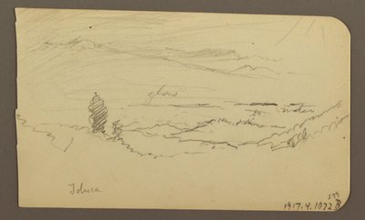 Teckning, Bergslandskap, Toluca; Verso: Berg, Toluca, 20 april 1885 av Frederic Edwin Church