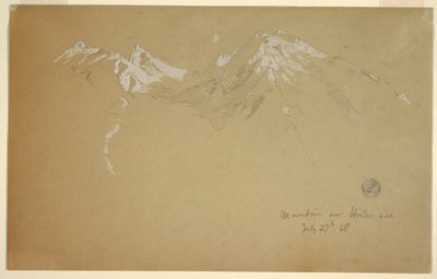 Teckning, "Berg över Hintersee", nära Berchtesgaden, Bayern, 27 juli 1868 av Frederic Edwin Church