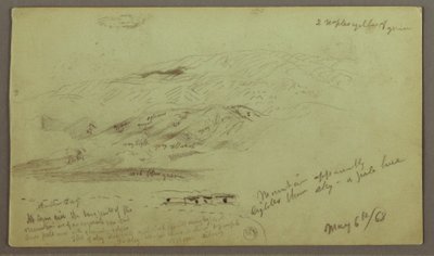Teckning, studie av bergssida, 6 maj 1868 av Frederic Edwin Church