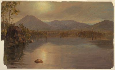 Teckning, bergen Katahdin och Turner från sjön Katahdin, Maine, 1855-60 av Frederic Edwin Church