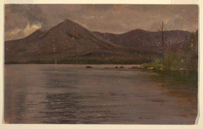 Teckning, Mt. Katahdin, från Lake Katahdin, 1877 av Frederic Edwin Church